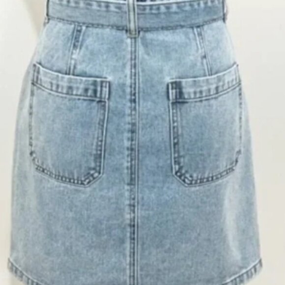 Driftwood Bambi Denim Floral Embroidered Skirt Tie Belt Light Wash 🆕⌚🏃🏻📦⚡🚚 - Picture 8 of 12